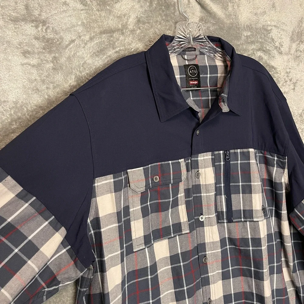 Wrangler ATG Men Regular Heavyweight Plaid Shirt 2XL Outdoor Hiking Trail Camp